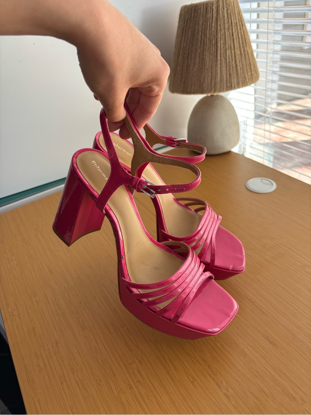 Reformation Molly Platform Sandal Pink Size 10 Strappy 70s